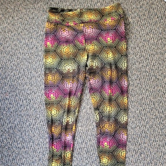 Tall and Curvy LuLaRoe Bright Pink Green Geometric Buttery Soft Leggings XXL - Picture 2 of 16